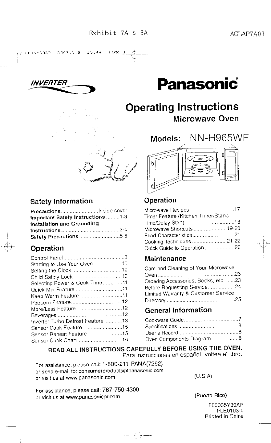 panasonic microwave operating instructions