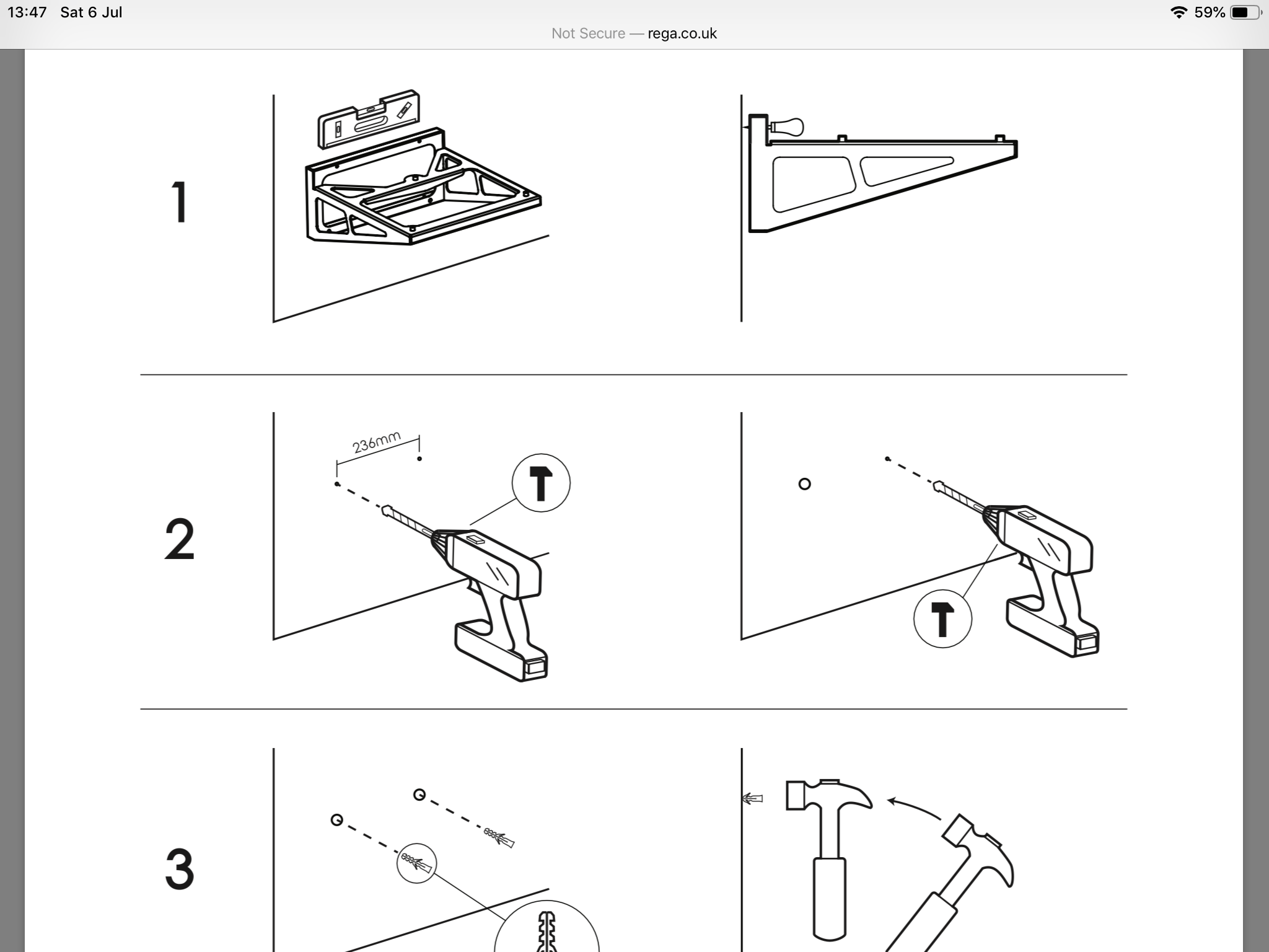 rega turntable wall bracket instructions
