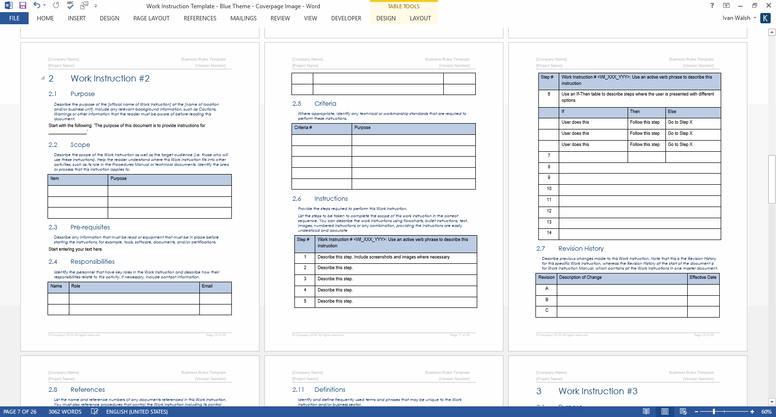 work instruction template word